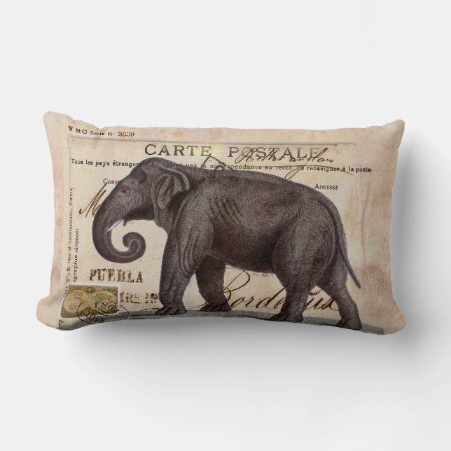 Moda de la almohada del vintage del elefante (Anverso)