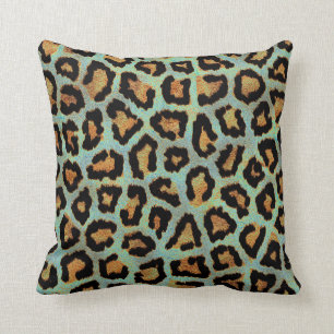 moda de leopardo verde azulado tira almohada