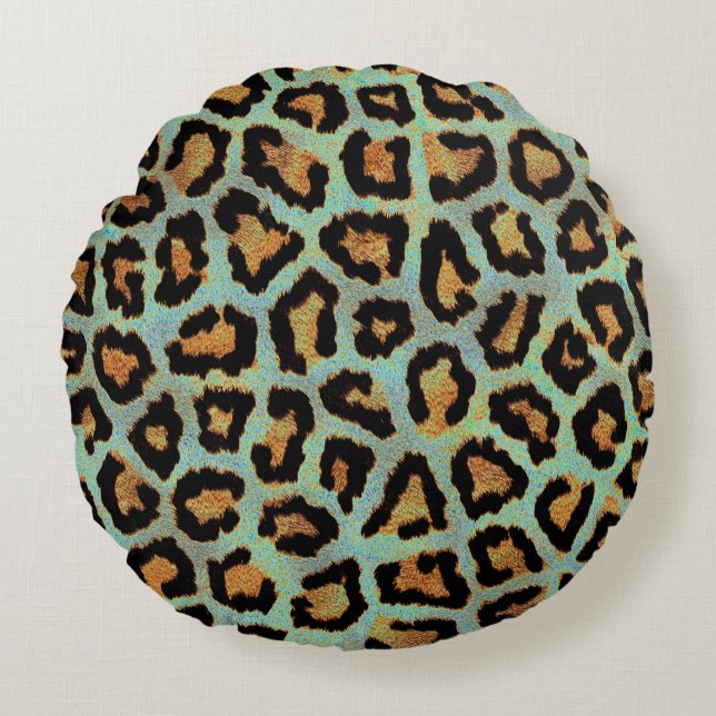 moda de leopardo verde azulado tira almohada (Anverso)