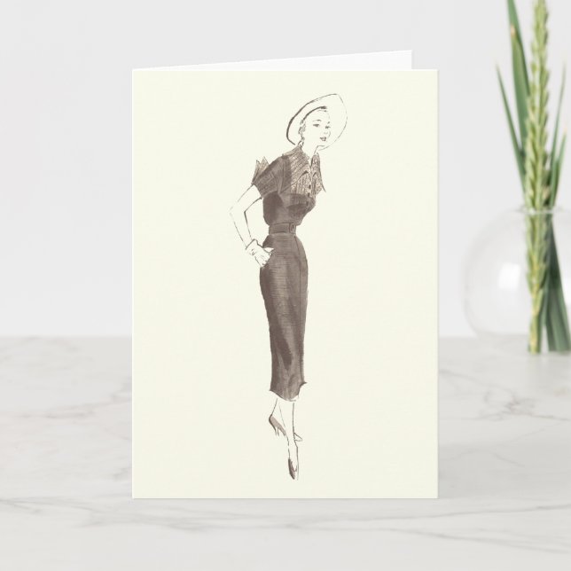 moda de los años 50 - tarjeta del saludo o de nota (Anverso)