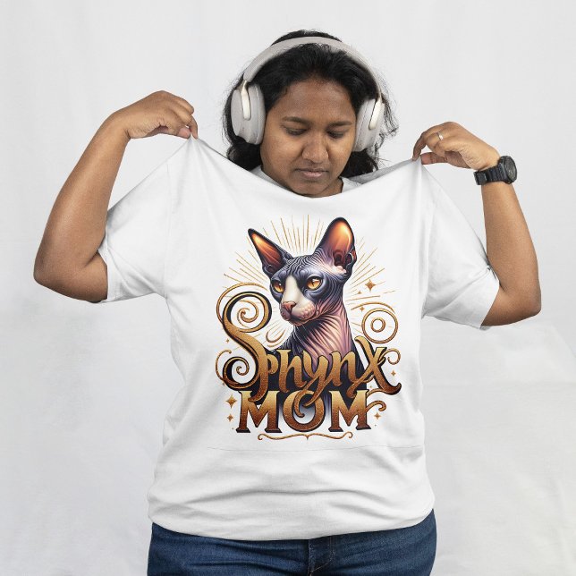 Moda de Mamá de Gato Sphynx Blanco para Mujeres (Sphynx Cat Mom Women's Plus Size T-shirt Clothing)