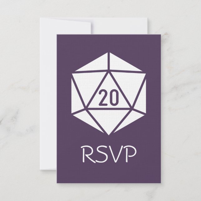 Moda de mesa en la tarjeta RSVP púrpura (Anverso)