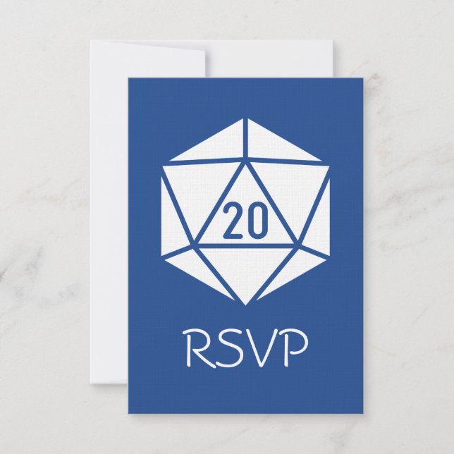Moda de mesa en tarjeta RSVP azul (Anverso)