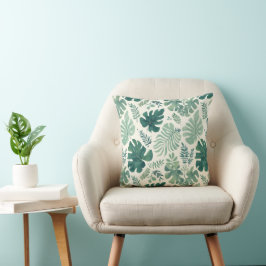 Moda de Monstera - Cojín decorativo de hojas tropi