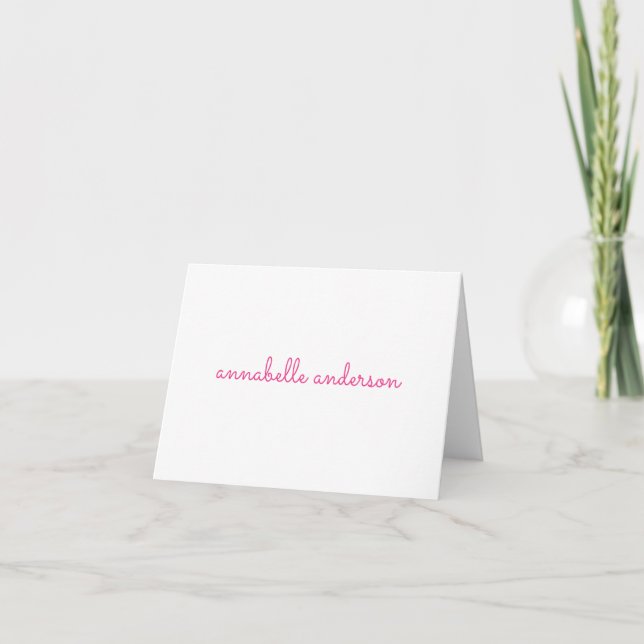 Moda de script simple Stationery rosa personalizad (Anverso)
