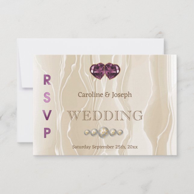 Moda de seda crema violeta corazón joyería RSVP (Anverso)