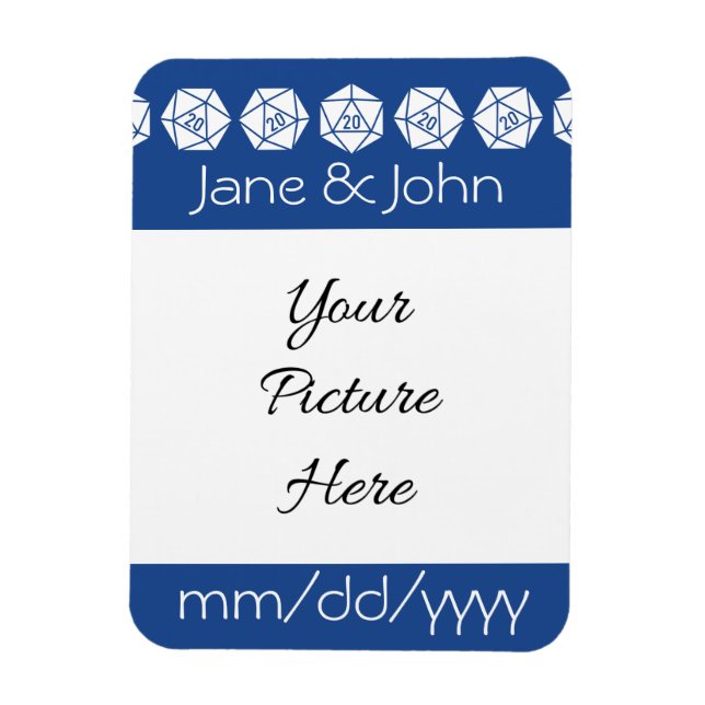 Moda de tabletop en el imán Blue Save-the Date (Vertical)