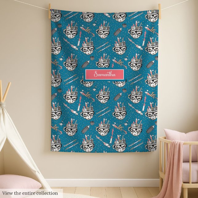 Moda de vuelta a la manta de regalo escolar con no (Chic back to school gift blanket with custom name)
