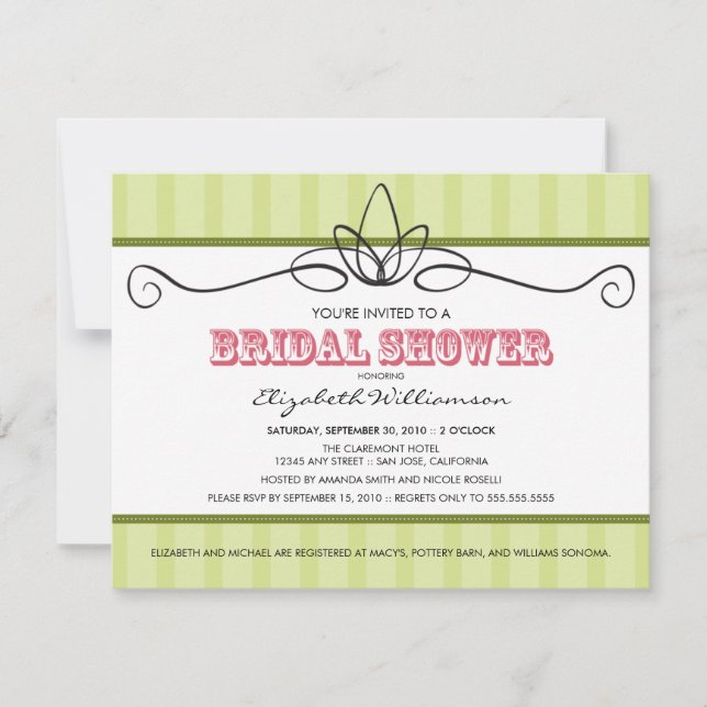 Moda Deco Bridal Shower Invitación (verde lima) (Anverso)