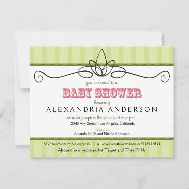 Moda Deco Personalizado Baby Shower Invitación (li (Anverso)