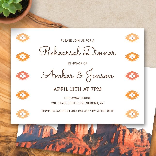 Moda del desierto Invitación a la cena de ensayo S (Desert Chic Sedona Rehearsal Dinner Invitation)