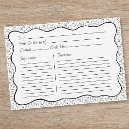 Moda del patrón de pasta Tarjeta de recetas de ond