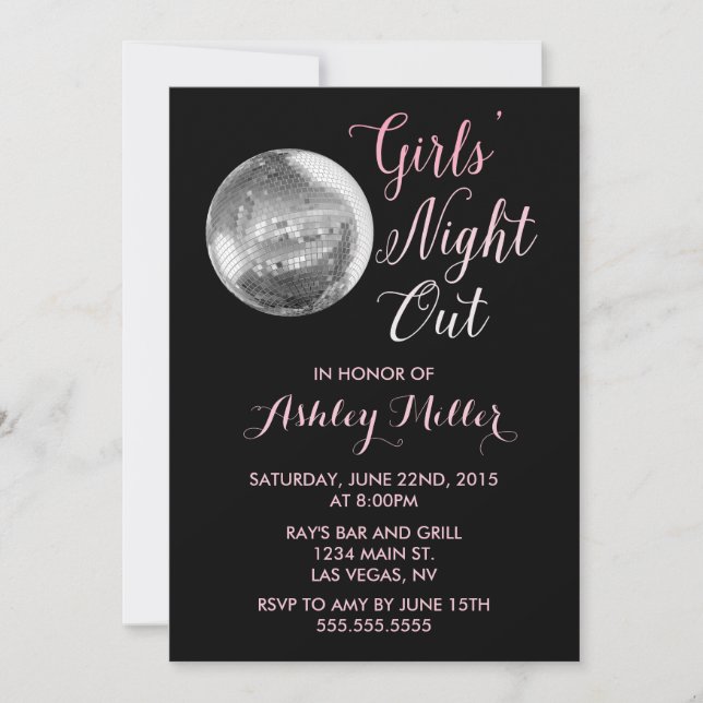 Moda Disco Ball Bachelorette Party Invitación (Anverso)