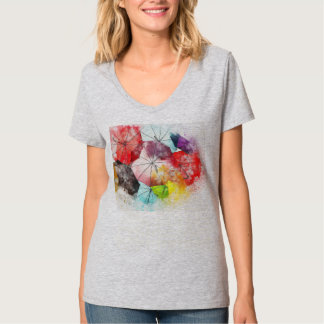 Moda Diseño de paraguas camiseta femenina