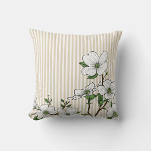 Moda Dogwood Flores y Cojín decorativo Stripes