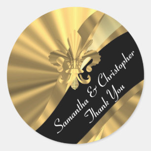 Moda dorada y sello boda negro