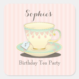 Moda dulce Cumpleaños Teacup Tea Fiesta Pegatina