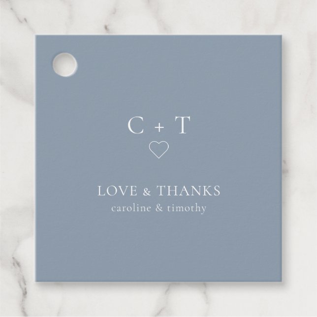 Moda Dusty Blue Boda Gracias Etiqueta Favor (Anverso)