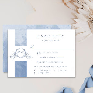 Moda Dusty Blue Watercolor Boda Monograma RSVP