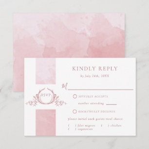 Moda Dusty Rosa Boda de acuarela Monograma RSVP