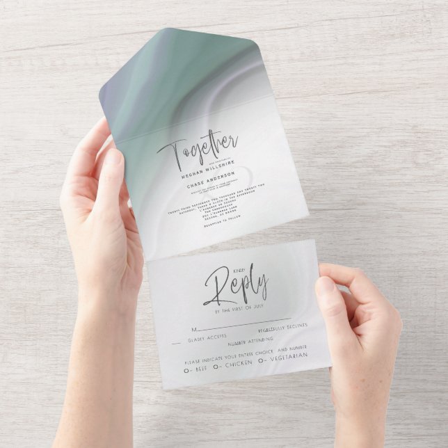 Moda Dusty Sage Lilac Agate Todo En Una Invitación (desgarro)