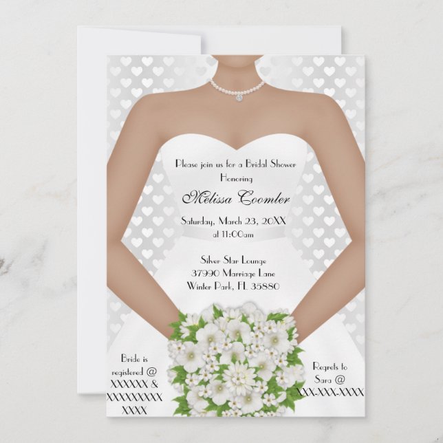 Moda Elegante blanco moderno Invitación a la ducha (Anverso)