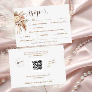Moda elegante boda floral RSVP tarjeta de código Q