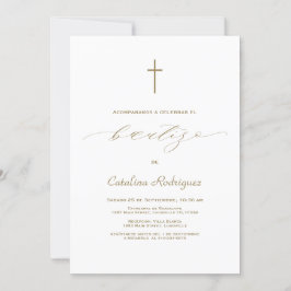 Moda Elegante Invitación De Bautizo Baptismo Chica