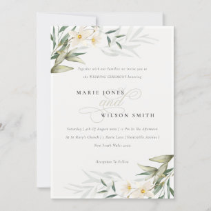 Moda Elegante Vegetación Blanca Invitación a la Bo