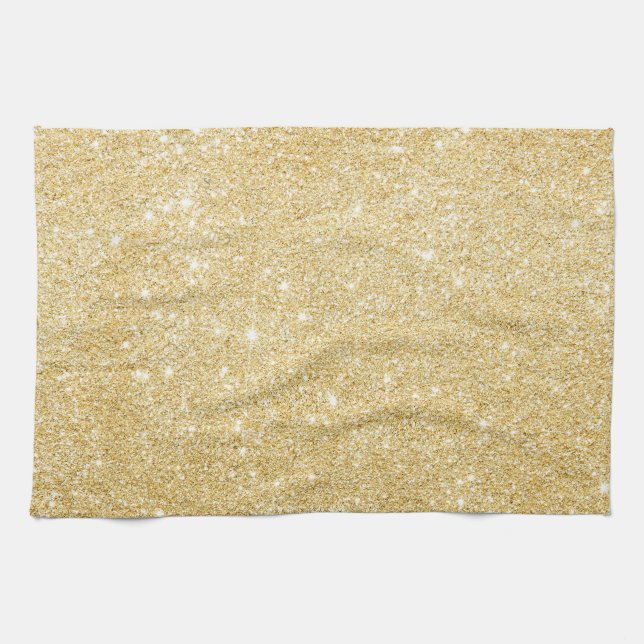 Moda Faux Gold Purpurina Lujo Cocina Toalla (Horizontal)