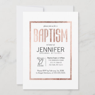Moda Faux Rosa Gold Baptism Invitaciones