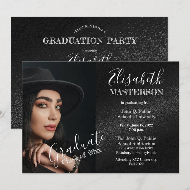 Moda Fiesta de Invitación de graduación de foto ne (Anverso / Reverso)