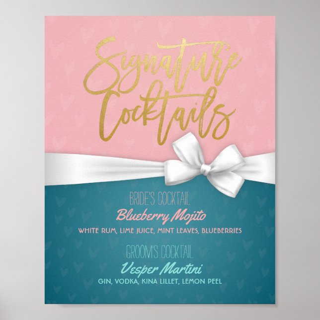 Moda Firma Cóctel Bebida Menú Decoración Boda (Frente)