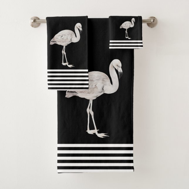 Moda Flamingo Baño Tropical Boho Blanco Negro (In situ)