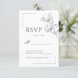 Moda flor de amapola tarjeta rsvp de boda minimali