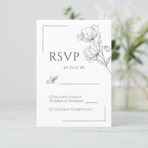 Moda flor de amapola tarjeta rsvp de boda minimali