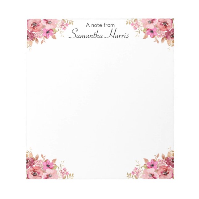 Moda Floral acuarela Flores silvestres Bloc de not (Frente)