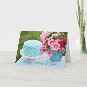 Moda floral azul y rosada de la tarjeta de