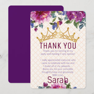 Moda floral Crown Birday Gracias tarjeta