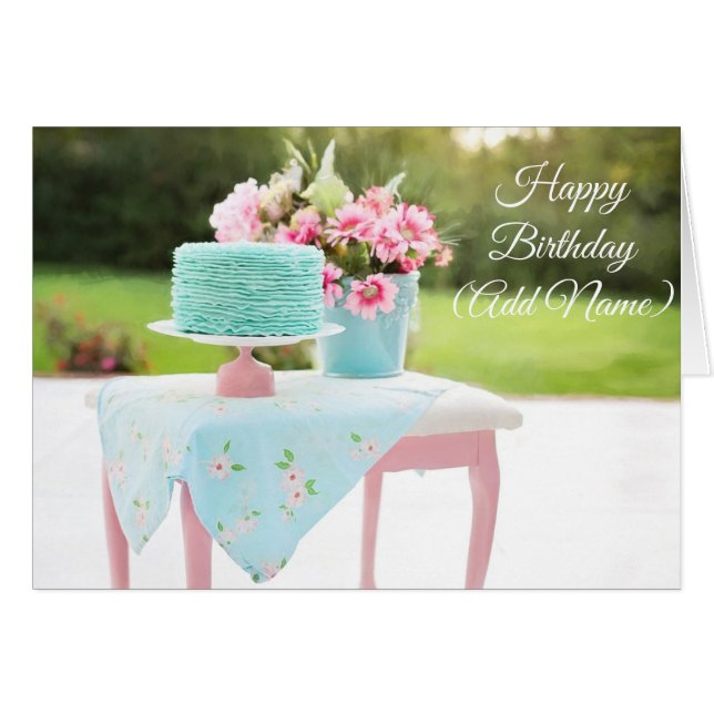 Moda floral de tarjeta de cumpleaños personalizada (Anverso (Horizontal))