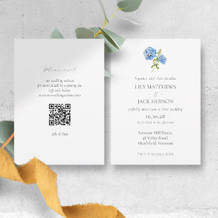 Moda Floral Hydrangea Código QR Invitación a matri