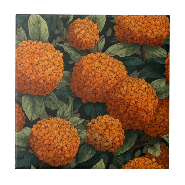 Moda Floral Hydrangeas Baldosas cerámicas (Frente)
