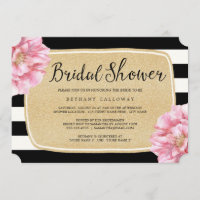 Moda floral Invitación a ducha de novia / Champagn