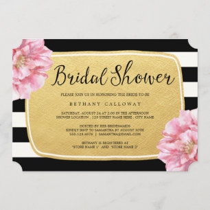 Moda floral Invitación a ducha de novia / Oro
