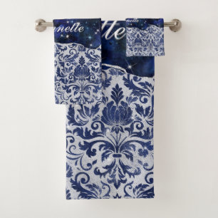 Moda floral purpurinoso Marina Plata Azul Monogram