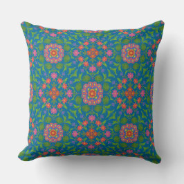 Moda Floral Rangoli, Almohada Azul Profundo o Cush