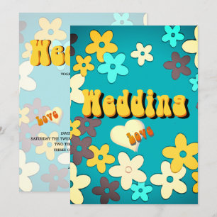 Moda Floral Retro Invitación a la boda de 1970