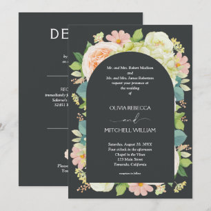 Moda Florals Boda oscuro todo en uno invita