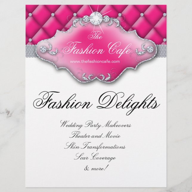 Moda Flyer Hair Salon Satin Diamonds Rosa (Frente)