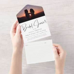 Moda Foto - Ducha de novia Invitación + Tarjeta de